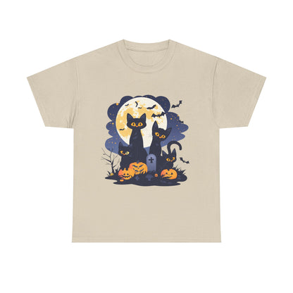 Spooky Cat Halloween Tee, Unisex Cotton T-Shirt, Cats, Halloween Gift