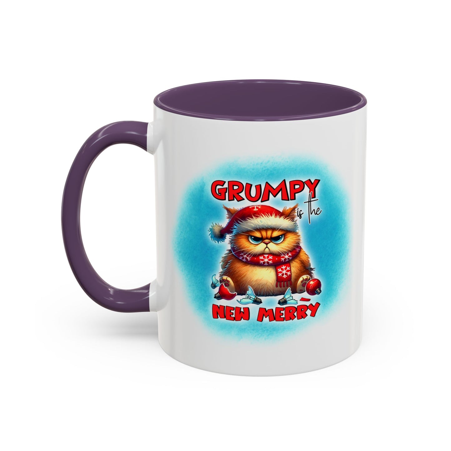 Grumpy But Merry Holiday Cat Accent Coffee Mug (11/15oz)