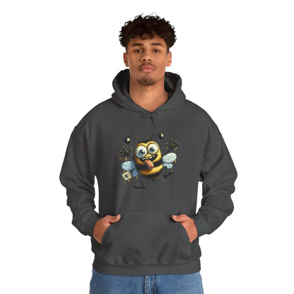 Bee Cartoon Hoodie – Cute Smiling Bee with Honey Jar & Honeycomb Graphic
