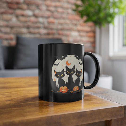 Halloween Black Cat Mug – Spooky Pumpkin Design