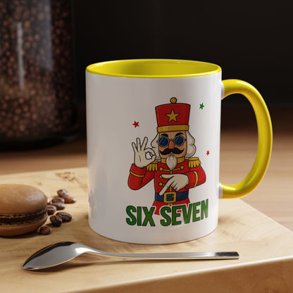 Six Seven Nutcracker Coffee Mug — Holiday Military Band Graphic Accent Mug (11/15oz)