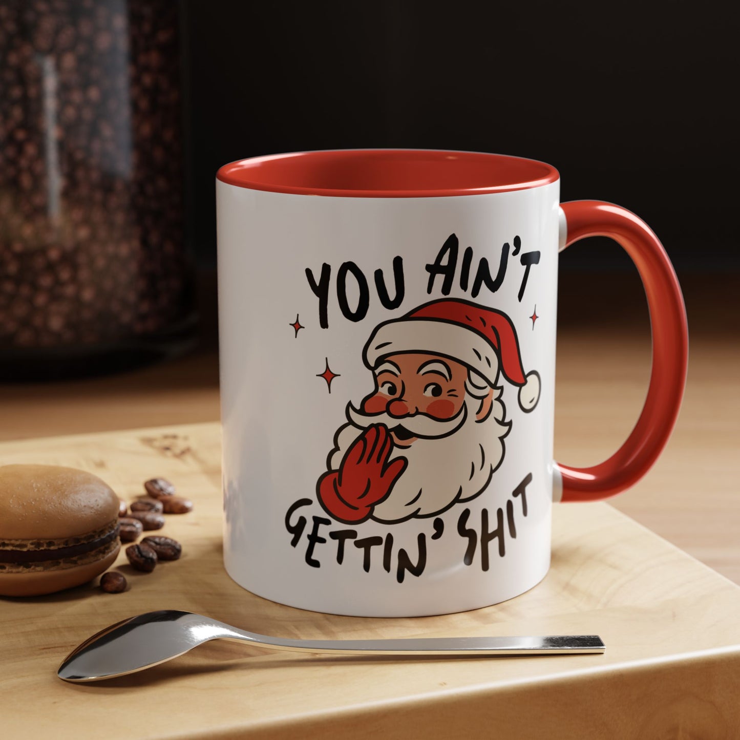 Funny Santa New Year Mug – Naughty Santa Holiday Coffee Cup – Sarcastic New Year Gift for Adults