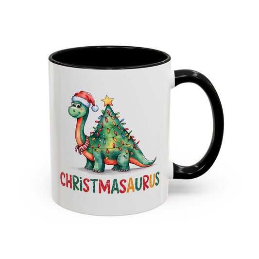 Christmasaurus Accent Coffee Mug — Festive Dino Holiday Coffee Cup (11/15oz)