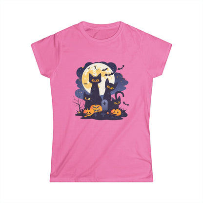 Women's Halloween Cat Tee, Cute Cat Shirt, Halloween Costume, Ghostly Pet Lover Gift