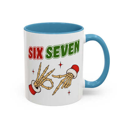 Six Seven Holiday Accent Coffee Mug — Festive Skeleton Hand Christmas New Year Gift (11/15oz)