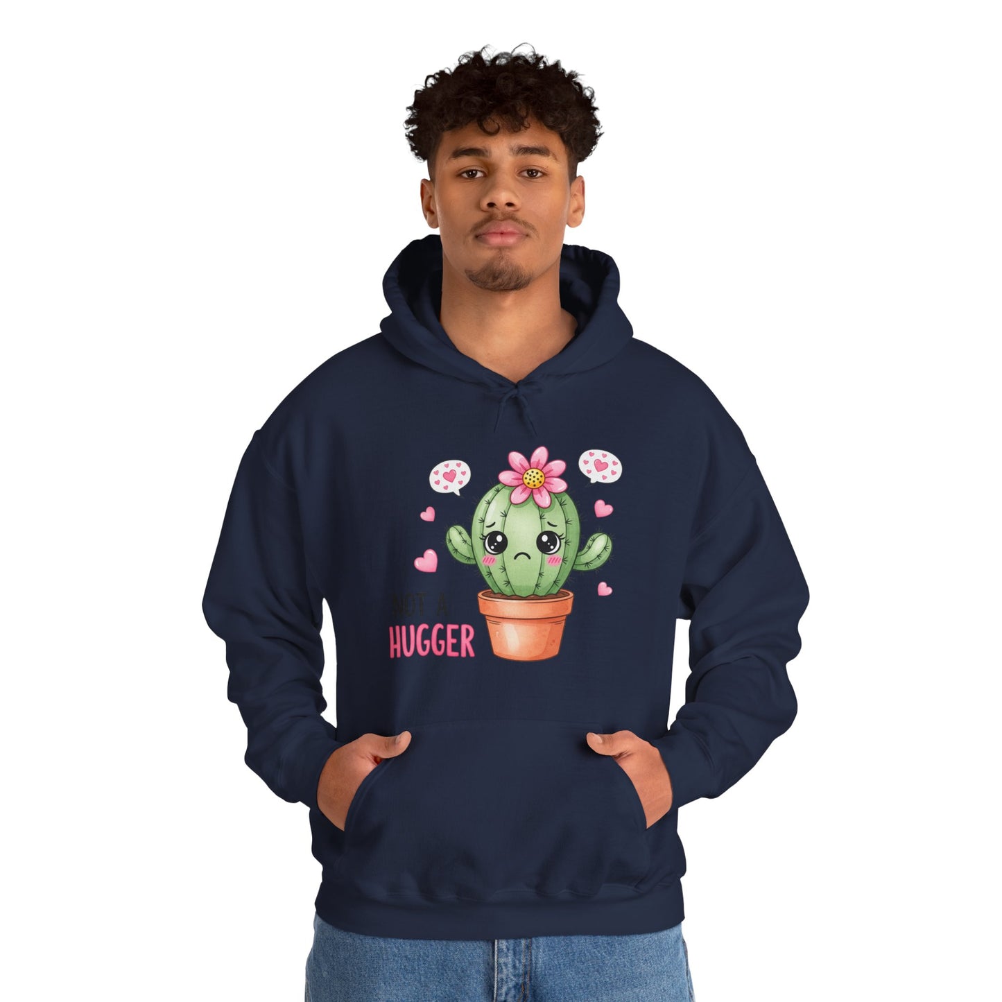 Hoodie — Cute Cactus “Not a Hugger” Graphic Pullover