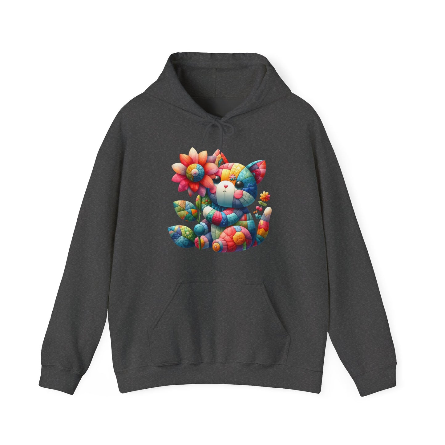 Colorful Floral Cat Hoodie — Cute Rainbow Cat with Flower Graphic