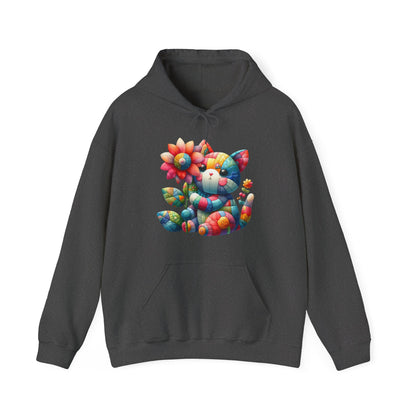 Colorful Floral Cat Hoodie — Cute Rainbow Cat with Flower Graphic