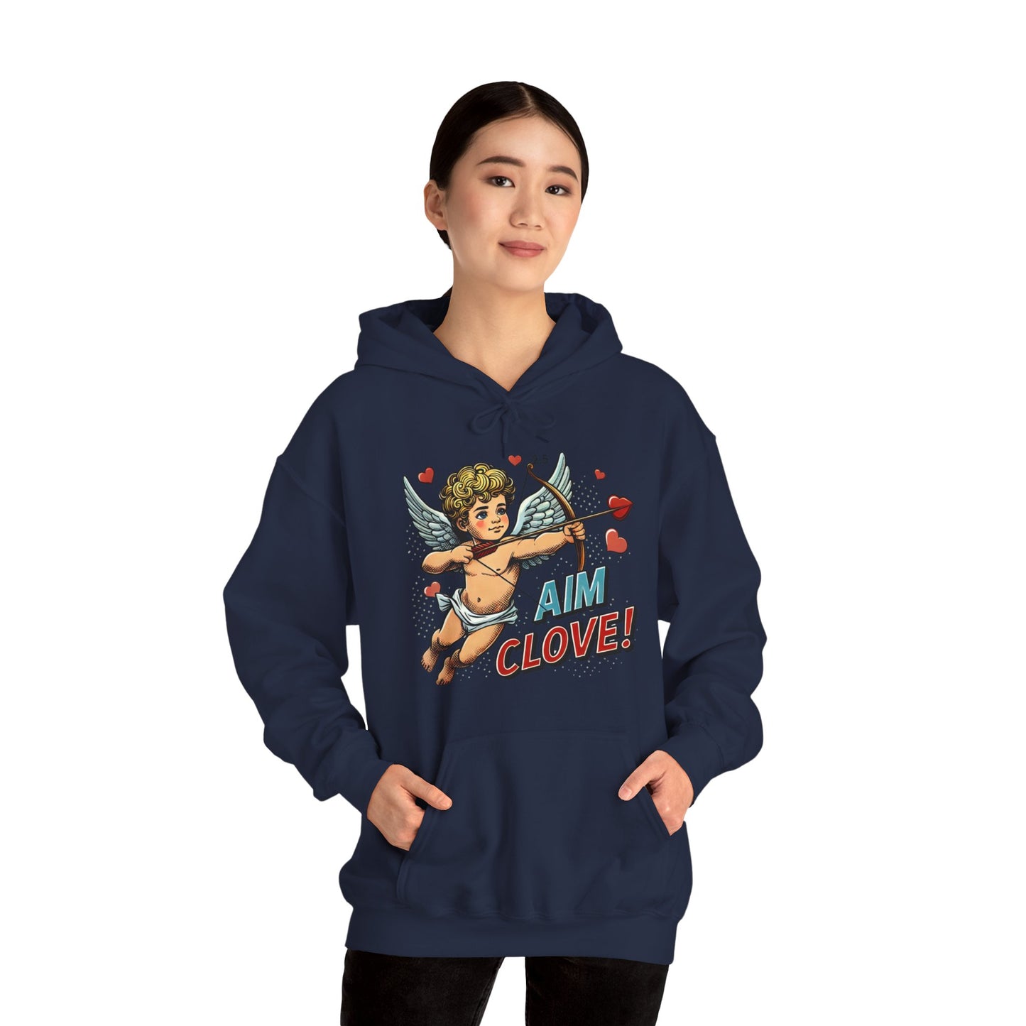 Cupid Graphic Hoodie - 'Aim Clove!' Vintage Valentine Cherub Sweatshirt