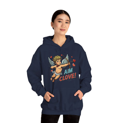 Cupid Graphic Hoodie - 'Aim Clove!' Vintage Valentine Cherub Sweatshirt