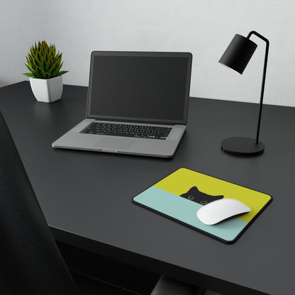 Peekaboo Black Cat Mouse Pad — Non-Slip Gaming & Desk Pad