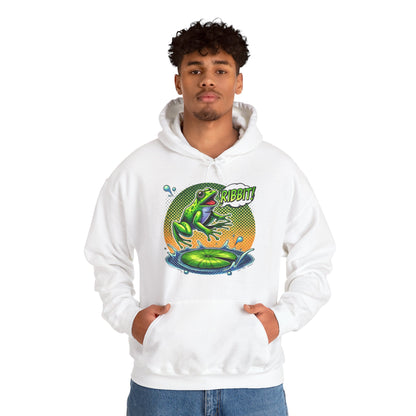 Frog Jump Hoodie – Retro Neon 'Ribbit' Graphic Sweatshirt