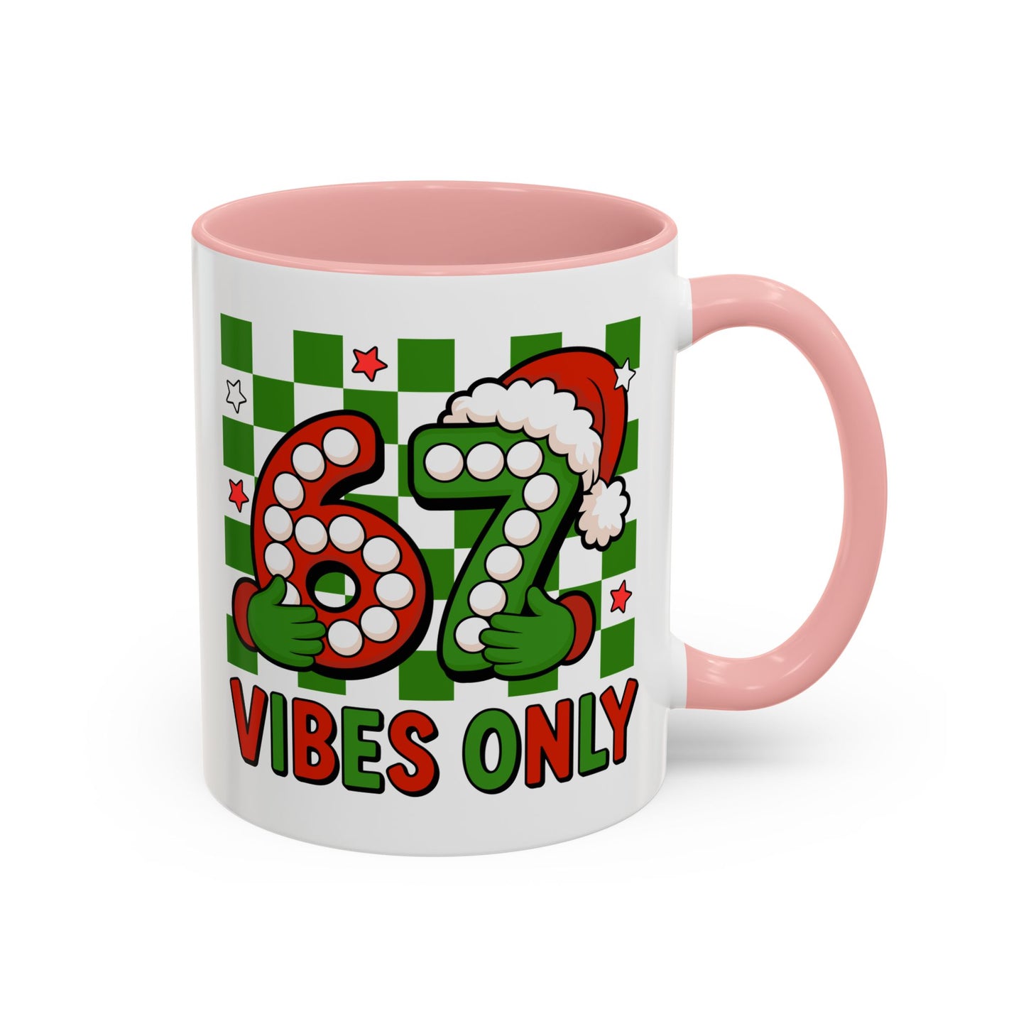 67 Vibes Only Christmas Coffee Mug — Festive Retro Numbering Holiday Mug