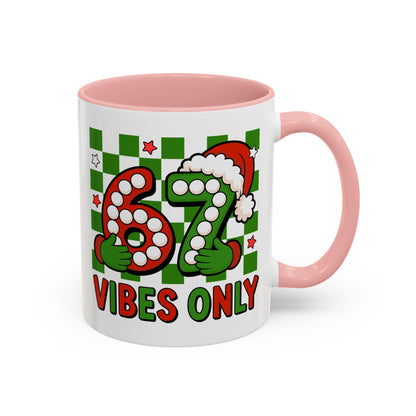 67 Vibes Only Christmas Coffee Mug — Festive Retro Numbering Holiday Mug