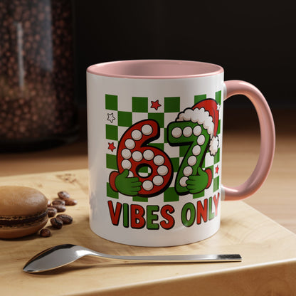 67 Vibes Only Christmas Coffee Mug — Festive Retro Numbering Holiday Mug