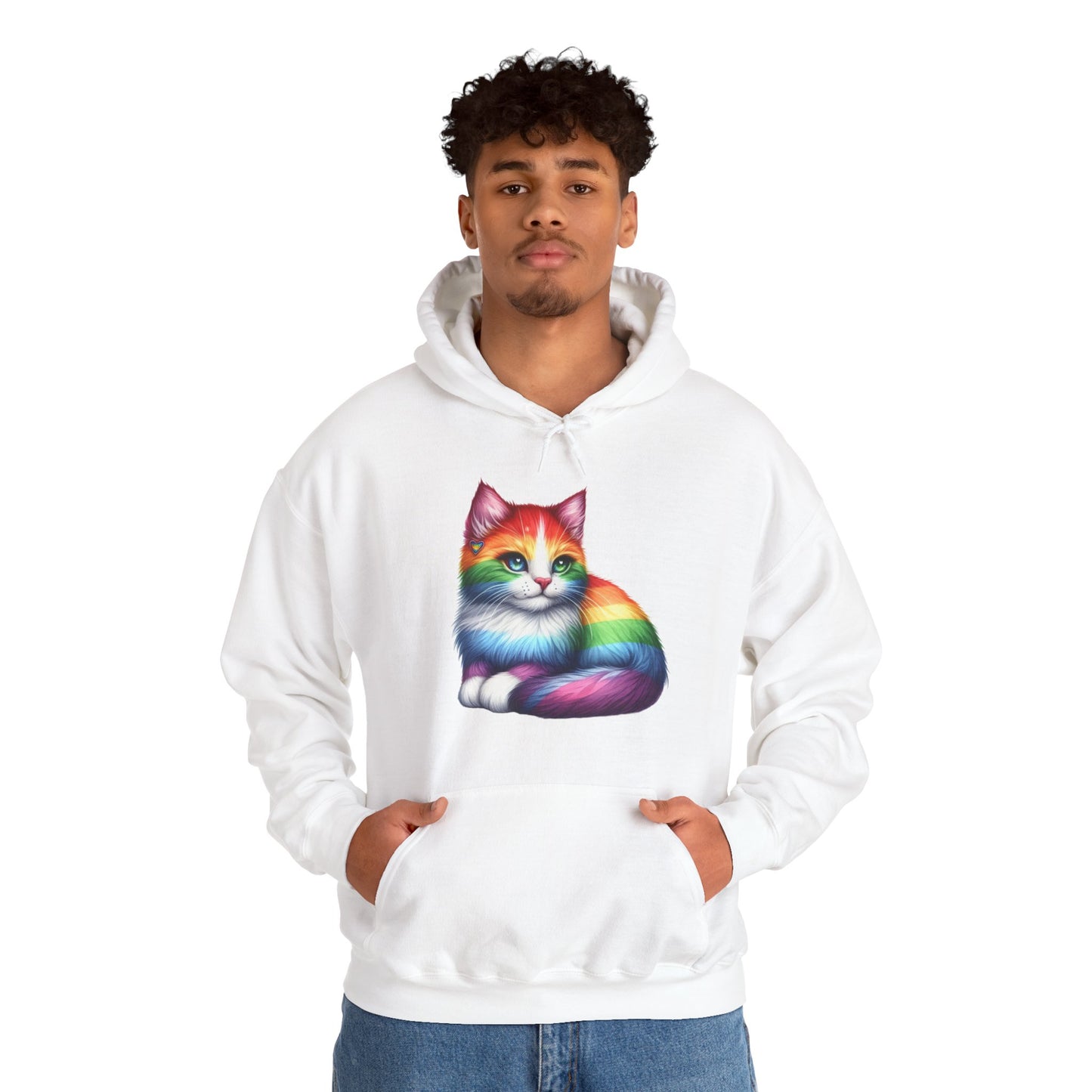 Rainbow Cat Hoodie — Colorful Pride Kitten Pullover