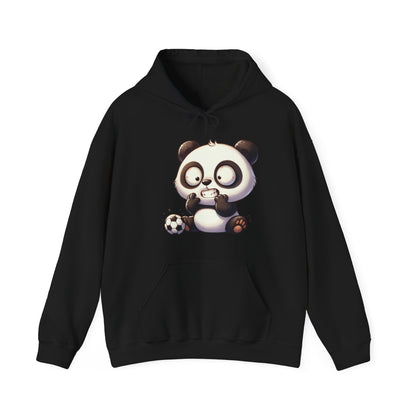 Cute Gamer Panda Hoodie – Adorable Panda Playing Video Games & Soccer Graphic Sweatshirt