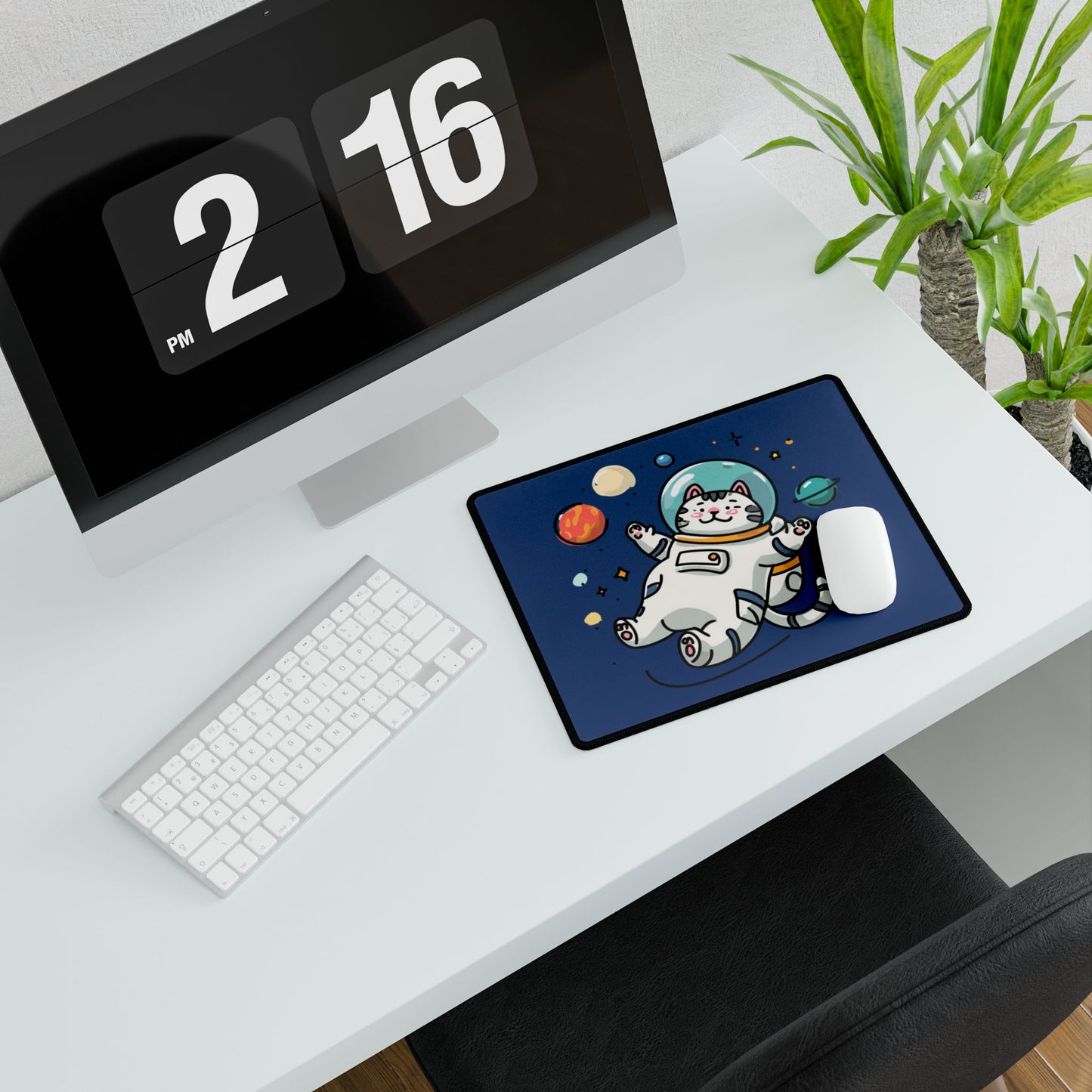 Space Cat Desk Mat — Cute Astronaut Cat Gaming Mouse Pad