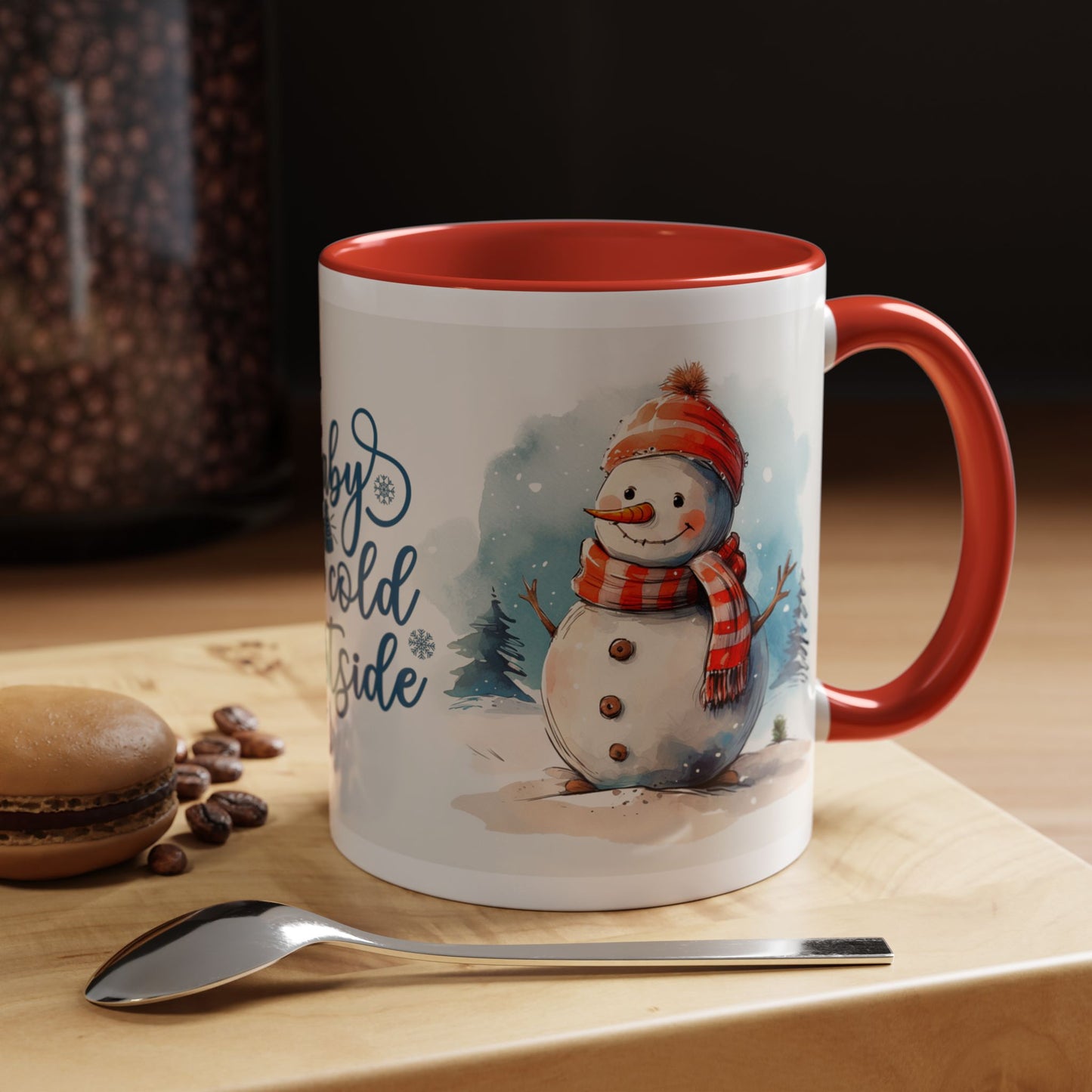 Baby It's Cold Outside Snowman Christmas Coffee Mug — Winter Holiday Hot Cocoa Cup (11/15oz)
