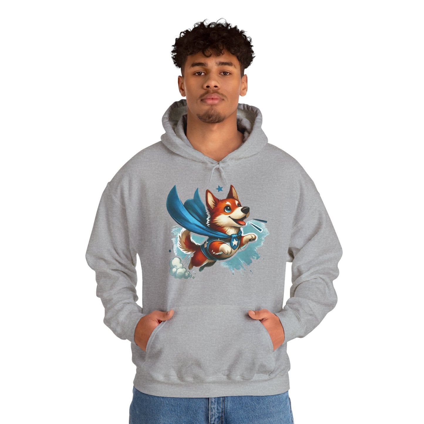 Superhero Corgi Hoodie — Cute Flying Dog Graphic Sweatshirt
