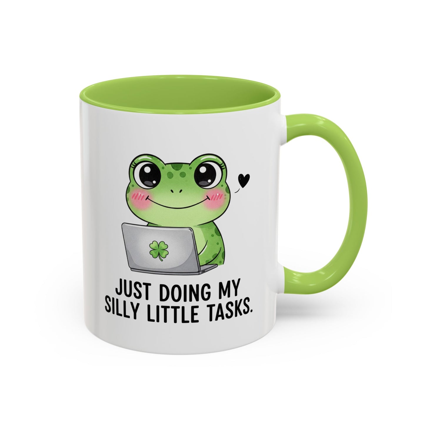 Cute Frog Coffee Mug — "Just Doing My Silly Little Tasks" Accent Mug