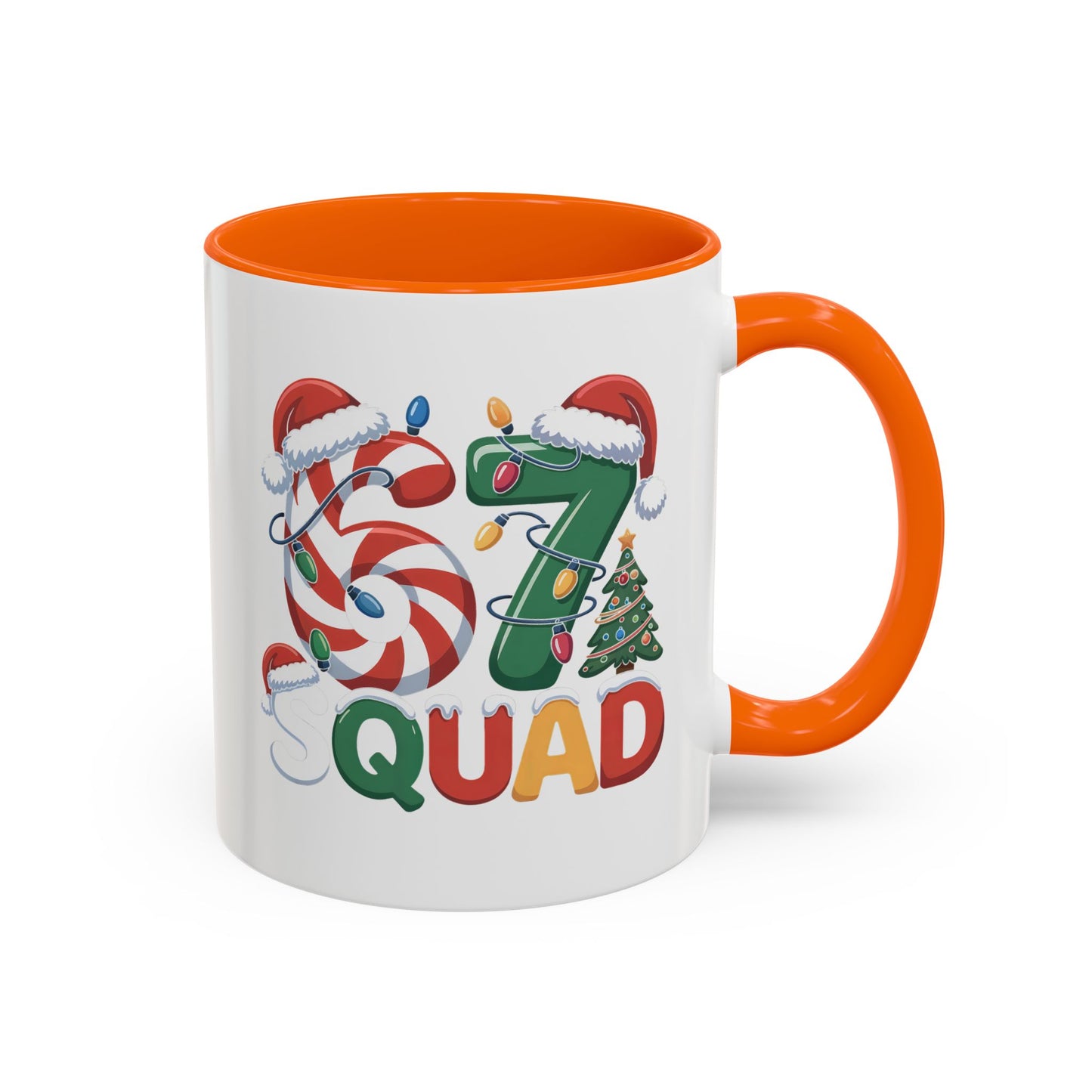 Christmas 07 Squad Accent Coffee Mug – Holiday Candy Cane & Santa Hat Design