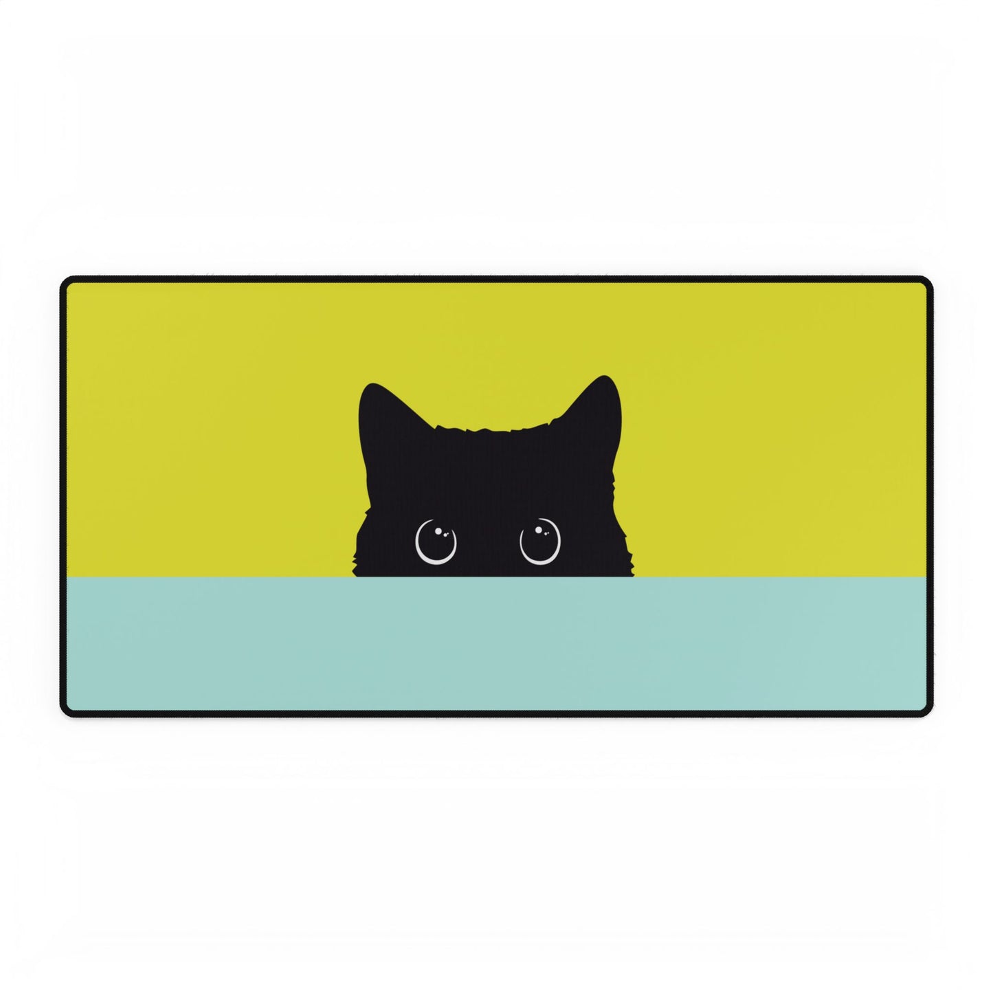 Cat Peek Desk Mat — Cute Black Cat Mouse Pad for Office & Home