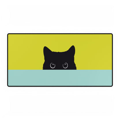 Cat Peek Desk Mat — Cute Black Cat Mouse Pad for Office & Home