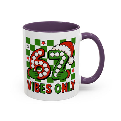 67 Vibes Only Christmas Coffee Mug — Festive Retro Numbering Holiday Mug