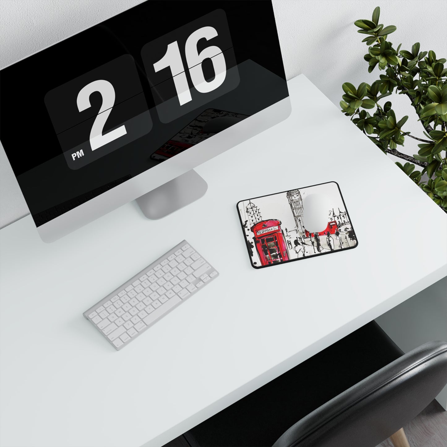 London Street Art Mouse Pad — Red Phone Booth & Double Decker Desk Pad