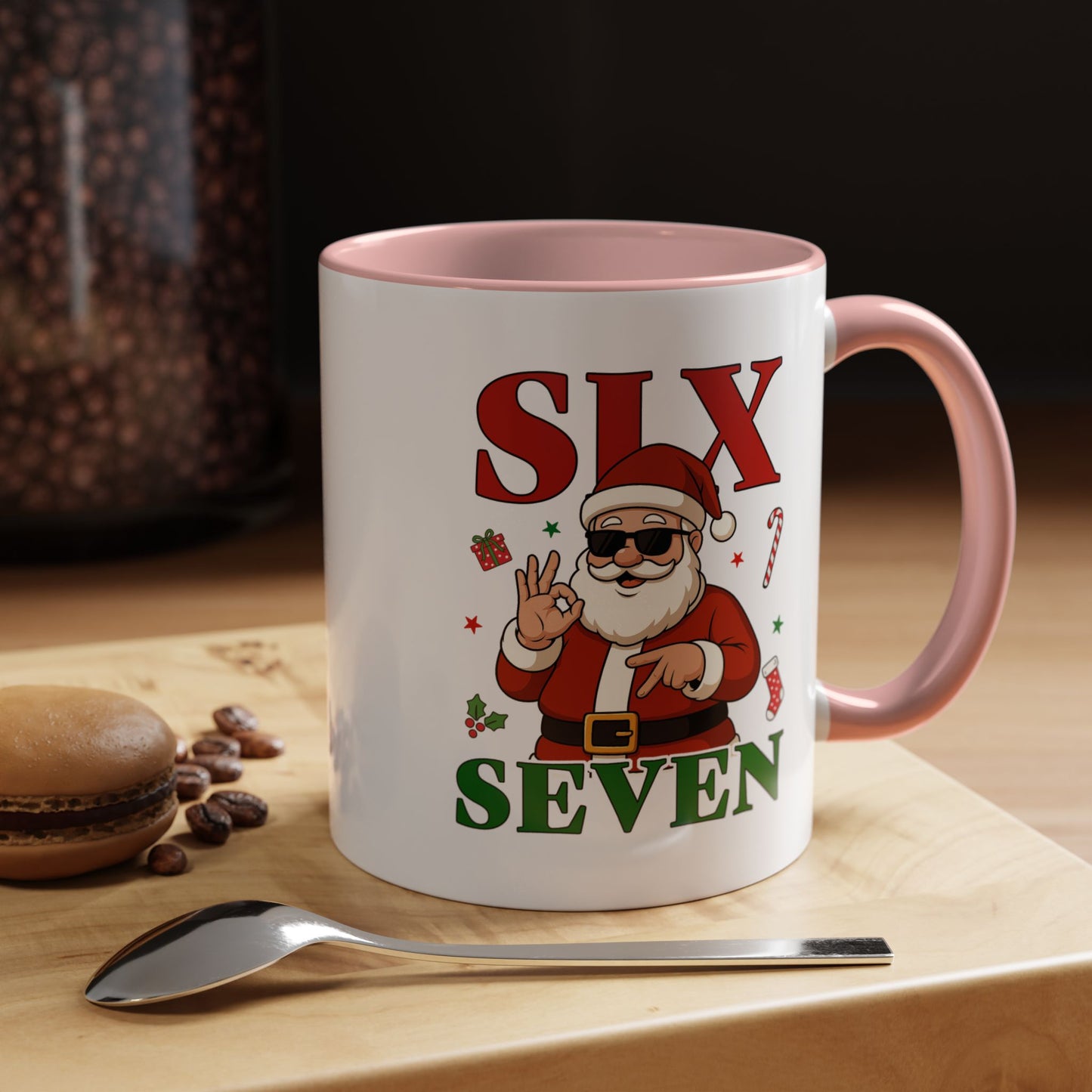 Accent Coffee Mug — 'SLX SEVEN' Cool Santa Christmas Mug (11/15oz)
