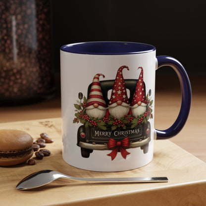 Christmas Gnome Mug – Cute Gnomes in Vintage Truck – Merry Christmas Holiday Coffee Cup – Cozy Winter Gift