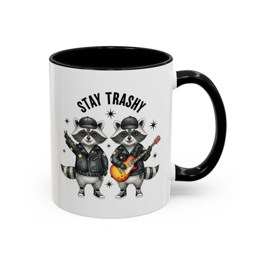 Stay Trashy Raccoon Coffee Mug - Funny Rocker Accent Mug (11/15oz)