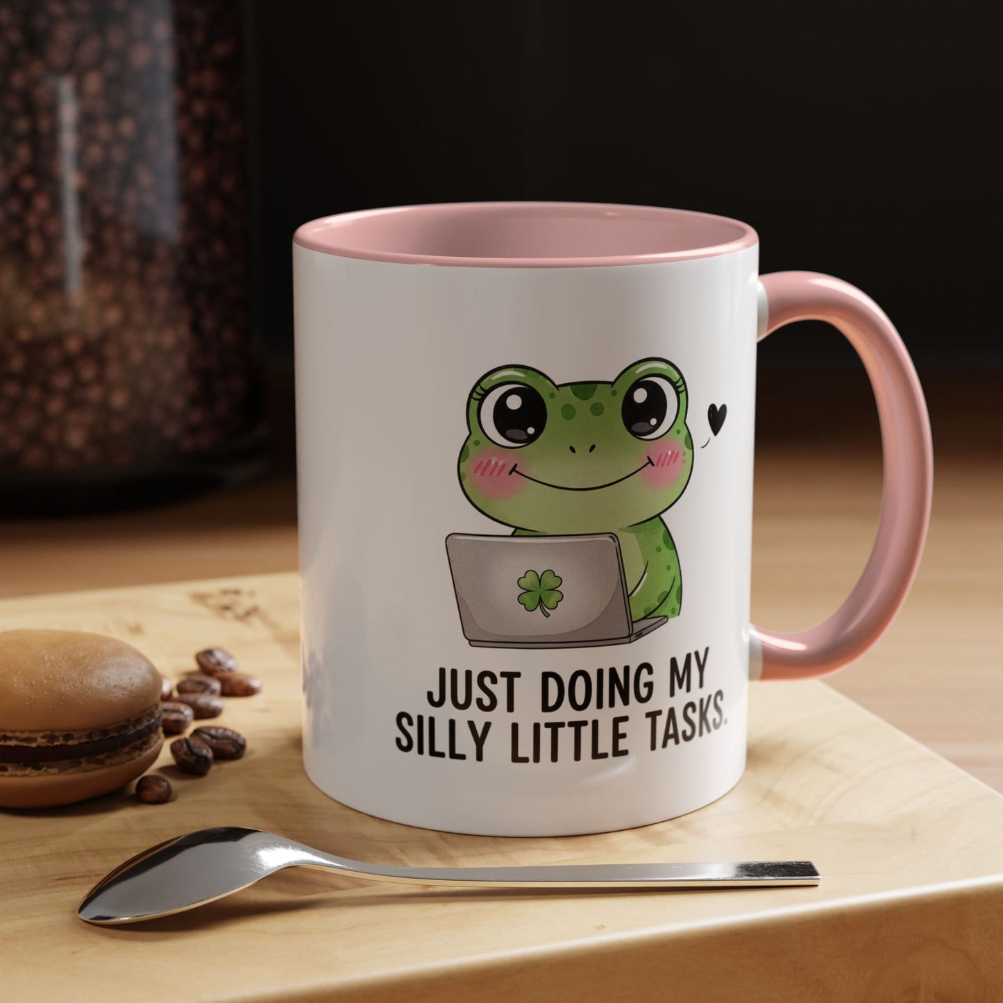 Cute Frog Coffee Mug — "Just Doing My Silly Little Tasks" Accent Mug