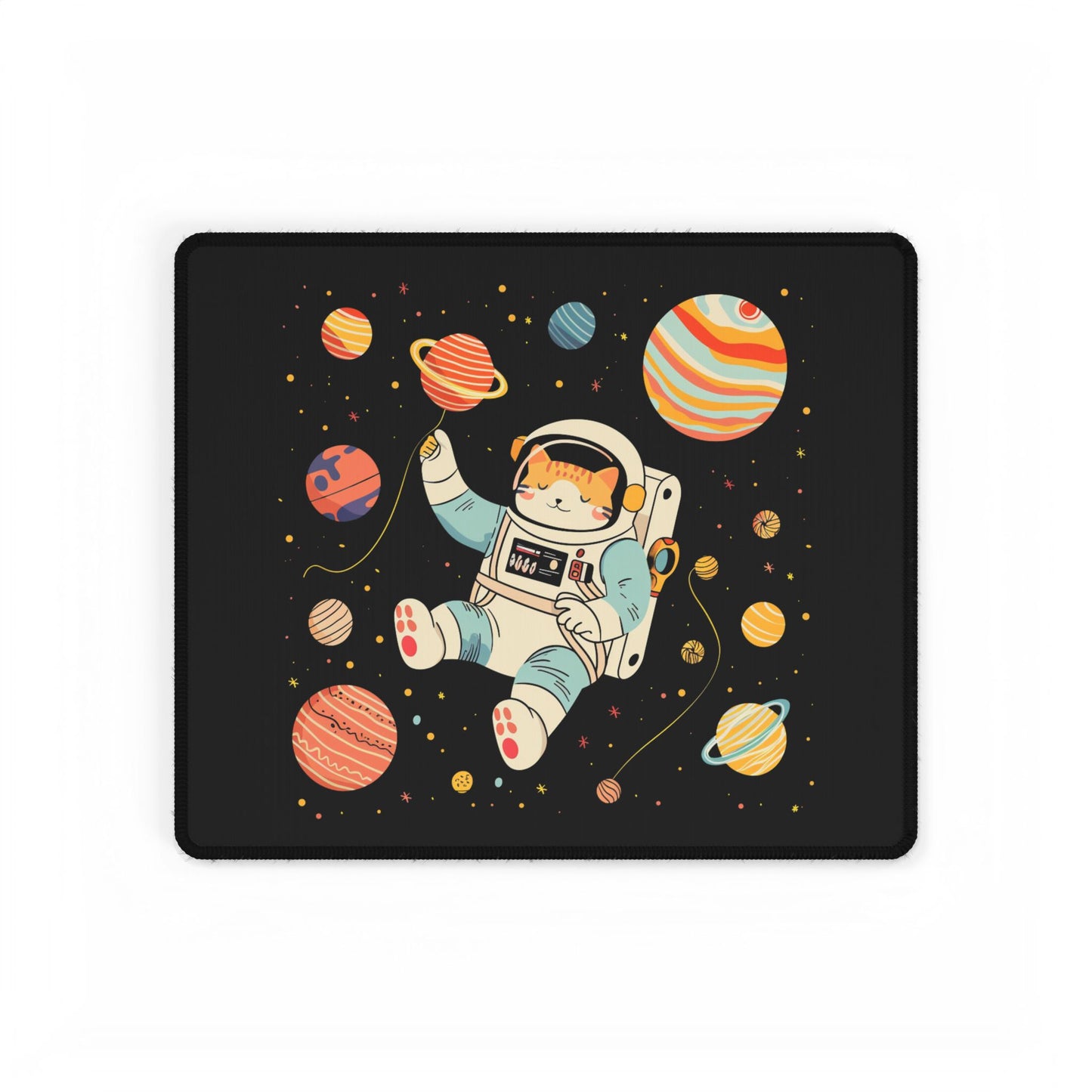 Astronaut Space Desk Mat — Cute Floating Astronaut & Planets Gaming Mouse Pad