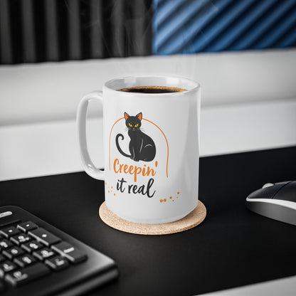 Creepin It Real Black Cat Halloween Mug