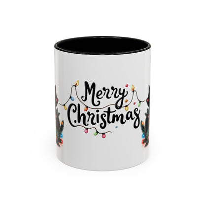 Cute Black Cat Christmas Lights Mug – Festive Holiday Coffee Cup Gift