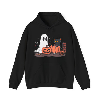 Ghost and Black Cat Halloween Unisex Hoodie