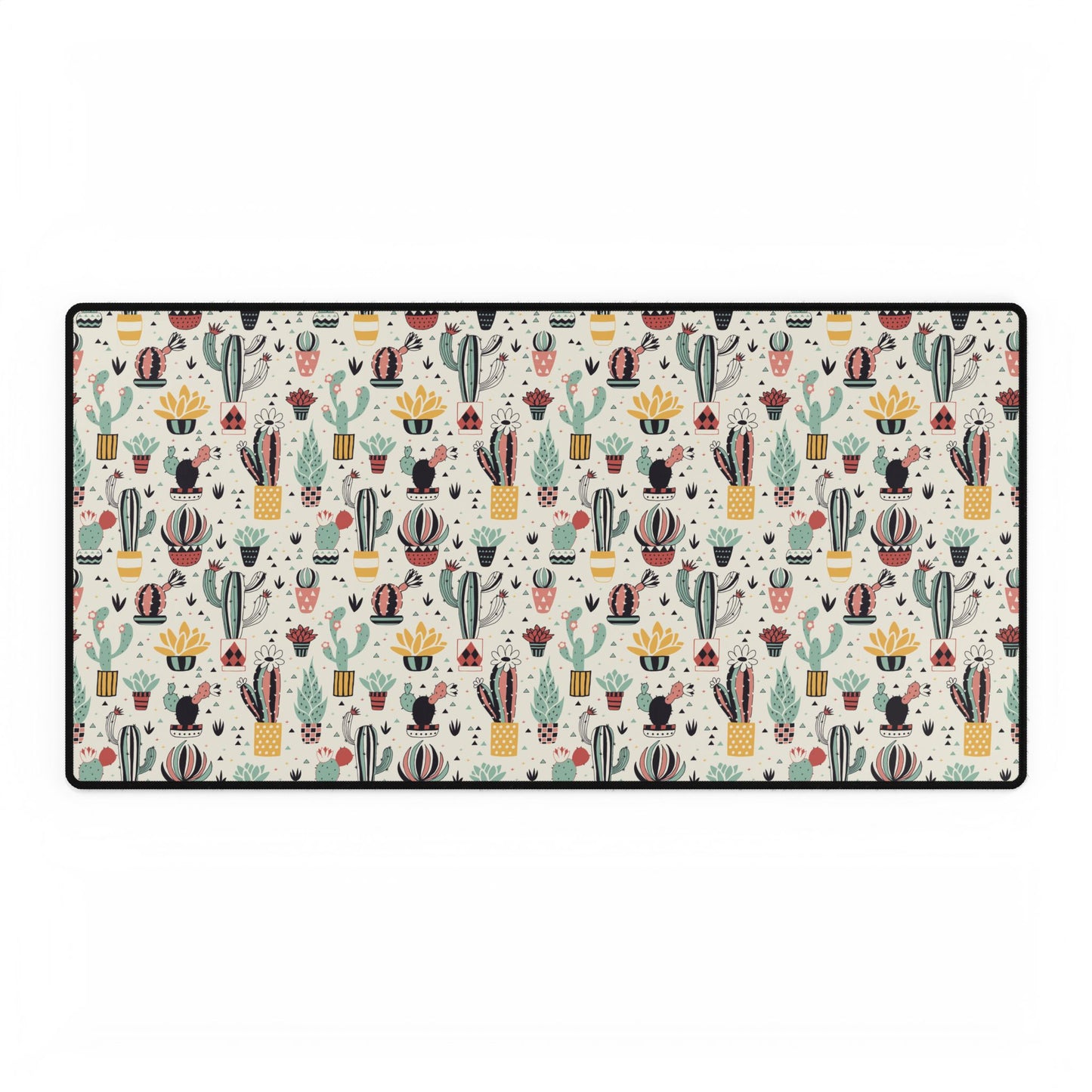 Cactus & Succulent Pattern Desk Mat — Colorful Botanical Mouse Pad (Large)