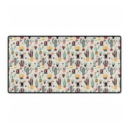 Cactus & Succulent Pattern Desk Mat — Colorful Botanical Mouse Pad (Large)