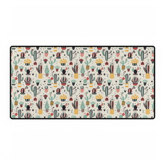 Cactus & Succulent Pattern Desk Mat — Colorful Botanical Mouse Pad (Large)