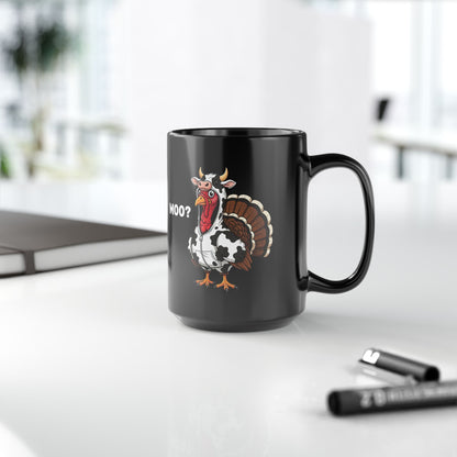 Funny Turkey Cow Mug – Moo? Animal Hybrid Cup – Farm Humor Coffee Mug for Thanksgiving & Animal Lovers