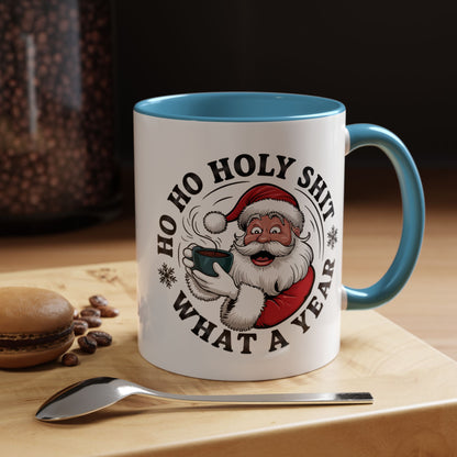 Funny Santa Christmas Mug – Ho Ho Holy Shit What a Year Holiday Coffee Cup