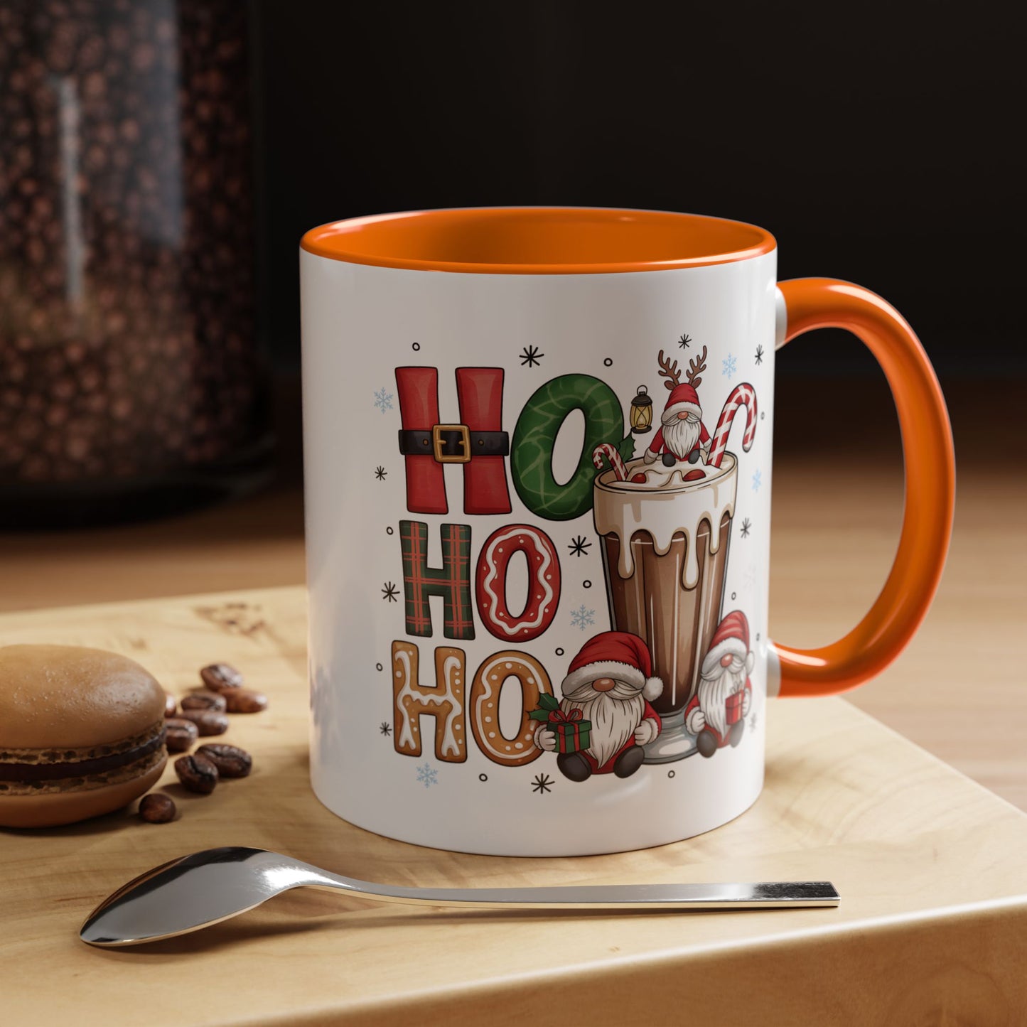 Ho Ho Ho Christmas Coffee Mug — Festive Santa Gnomes Hot Cocoa Accent Mug (11/15oz)