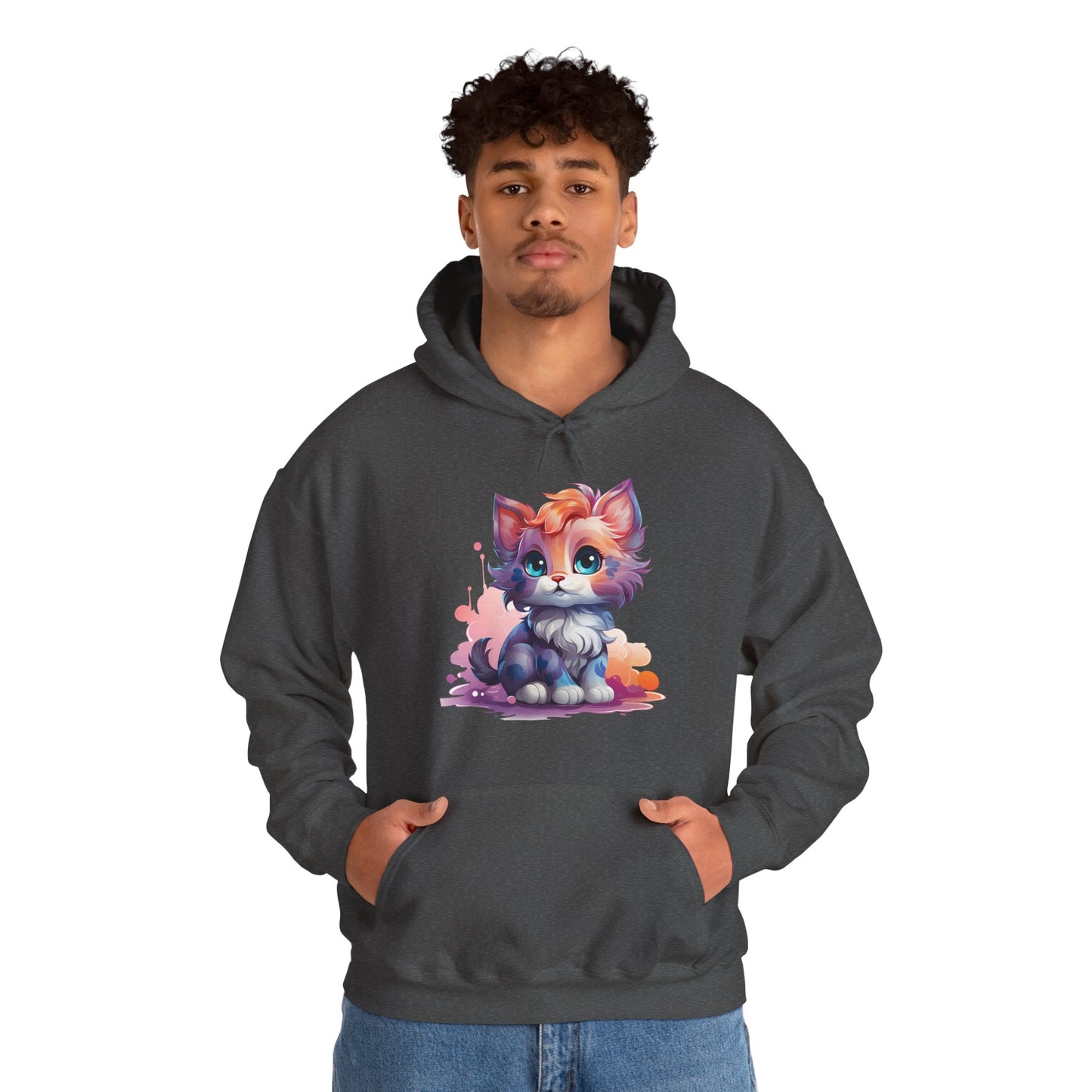 Cute Watercolor Kitten Hoodie — Adorable Colorful Cat Graphic Sweatshirt