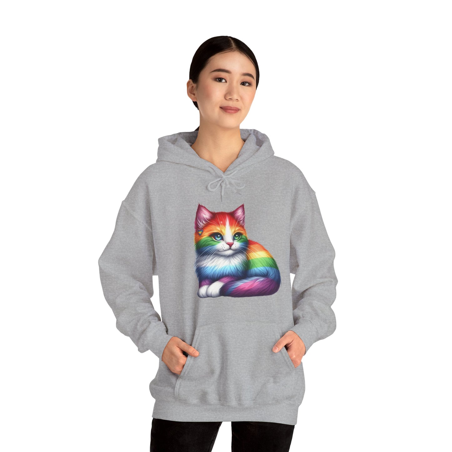 Rainbow Cat Hoodie — Colorful Pride Kitten Pullover