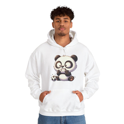 Cute Gamer Panda Hoodie – Adorable Panda Playing Video Games & Soccer Graphic Sweatshirt