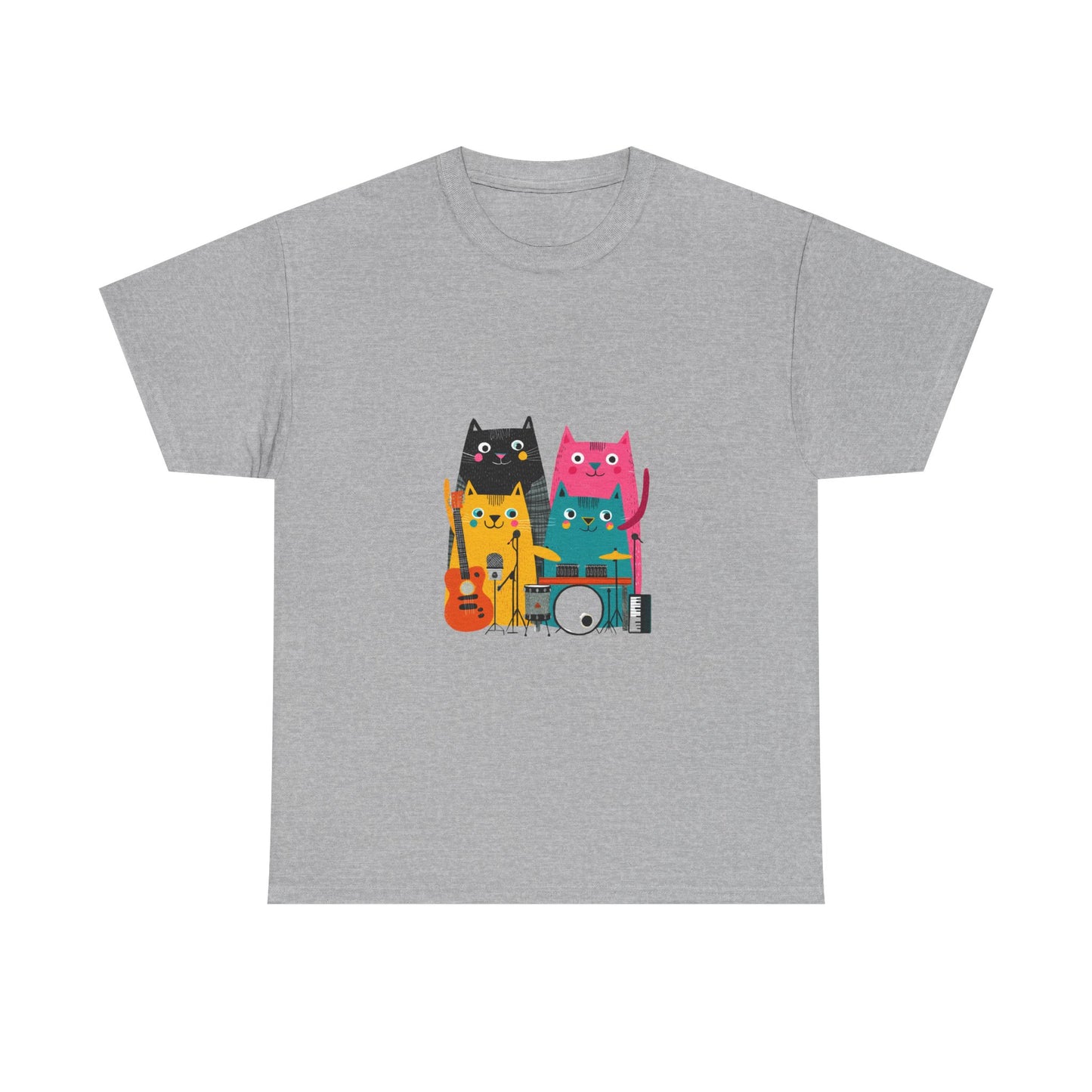 Band Cats T-Shirt – Colorful Cat Music Graphic Tee
