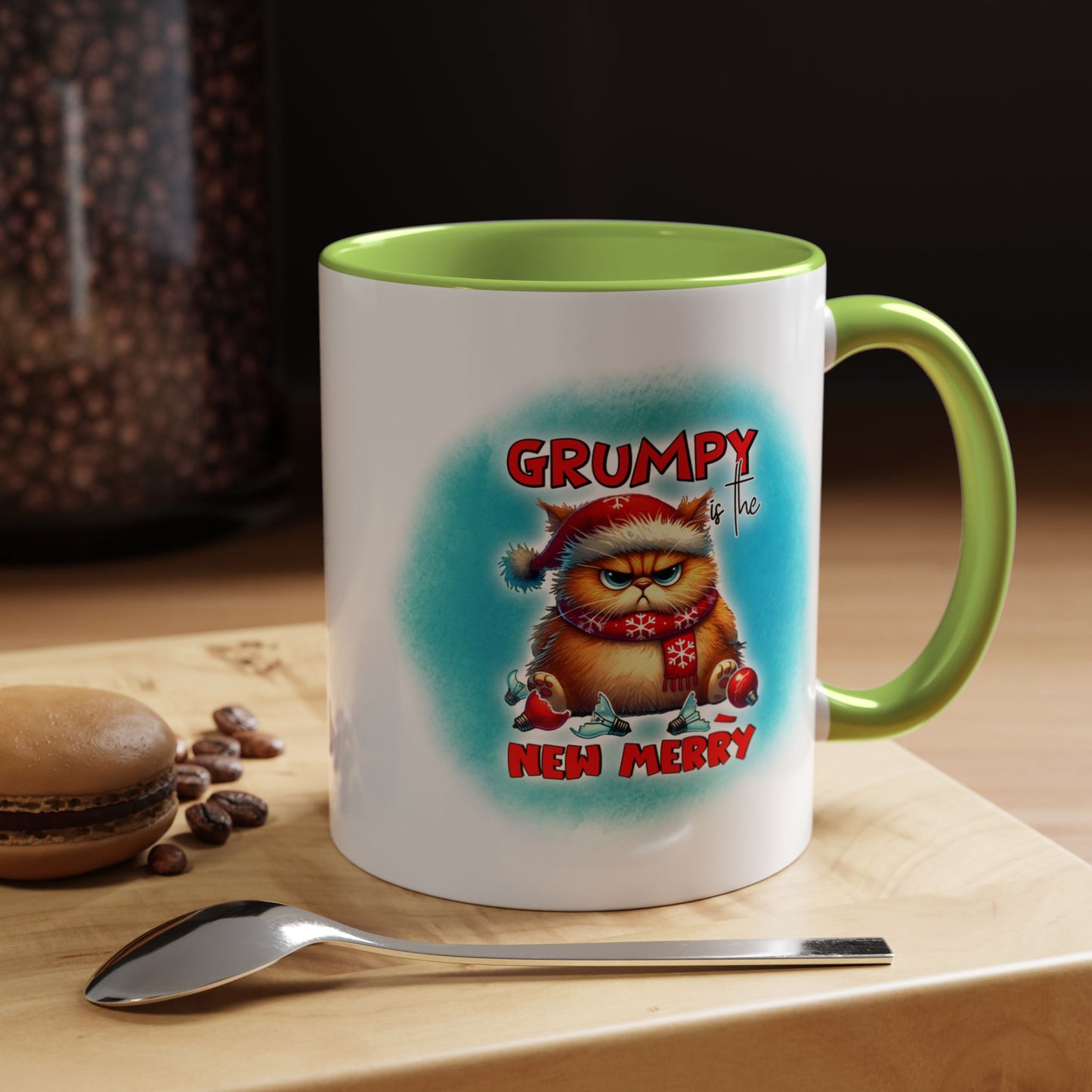Grumpy But Merry Holiday Cat Accent Coffee Mug (11/15oz)