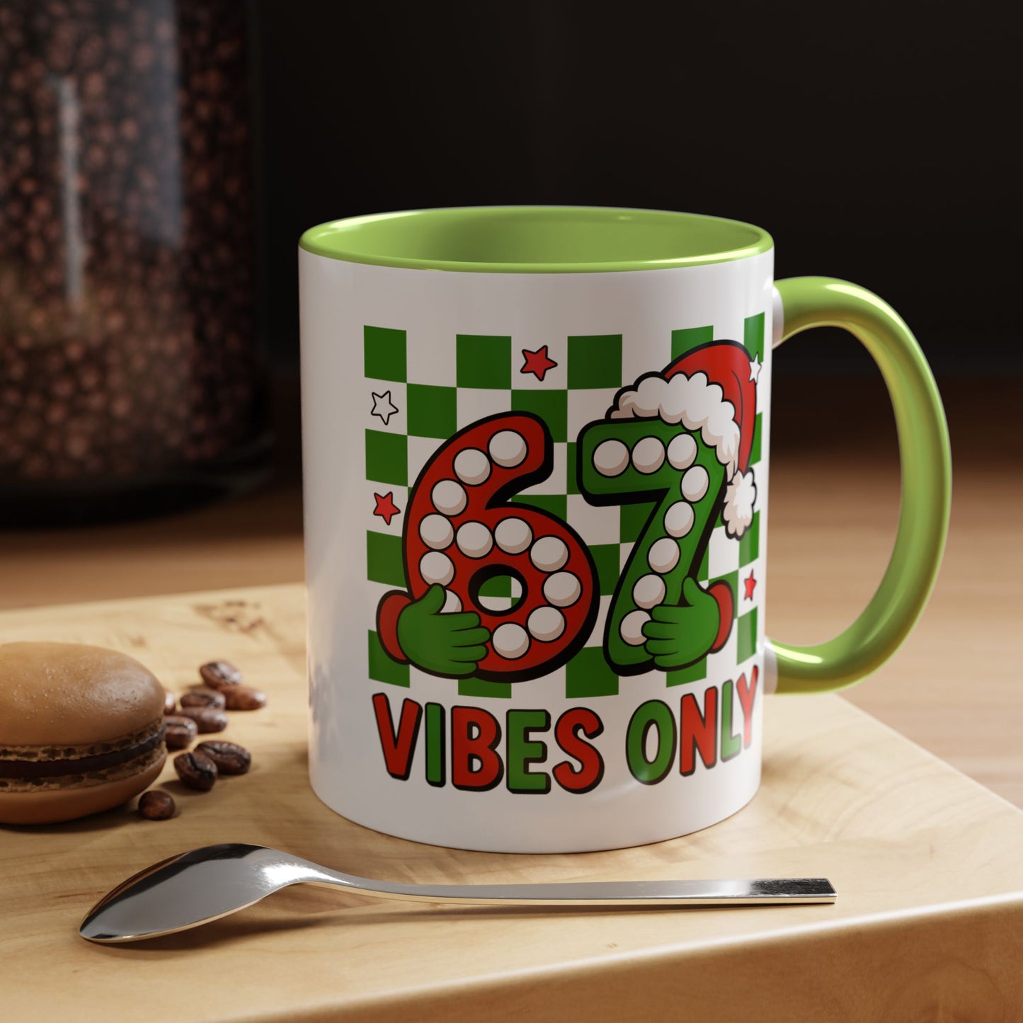67 Vibes Only Christmas Coffee Mug — Festive Retro Numbering Holiday Mug